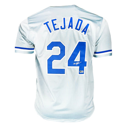 Miguel Tejada Signed Kansas City Grey Baseball Jersey (Beckett)