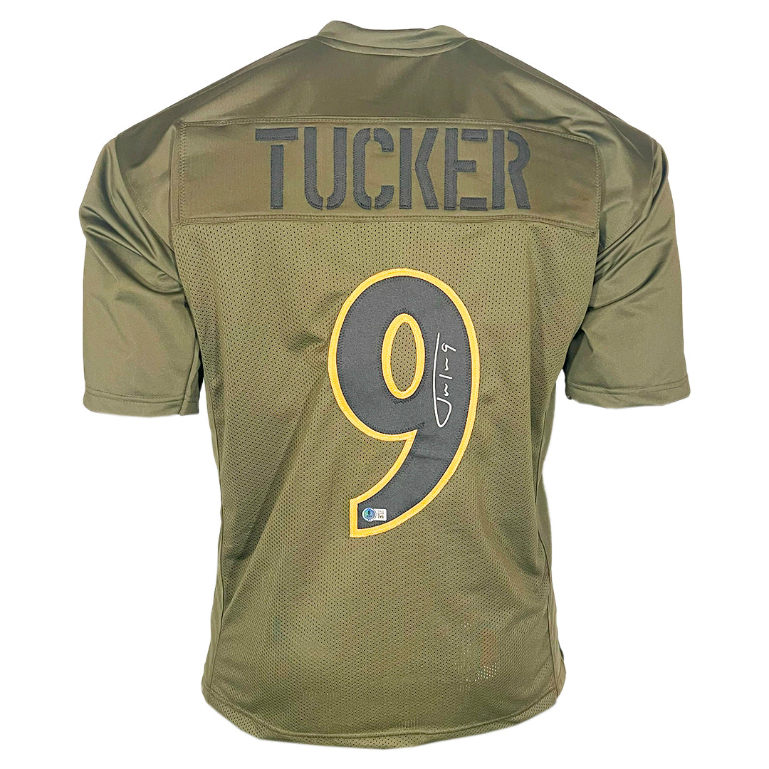 Justin Tucker Signed Baltimore Salute to Service Football Jersey (Beckett)