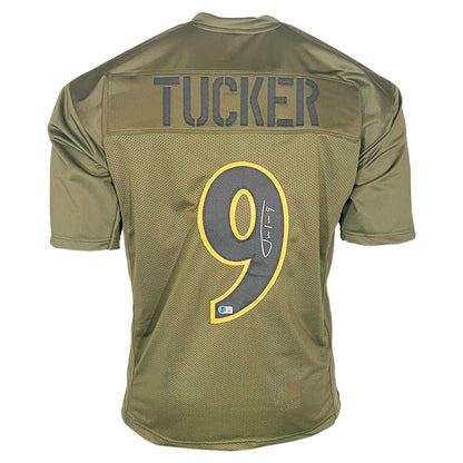 Justin Tucker Signed Baltimore Salute to Service Football Jersey (Beckett)