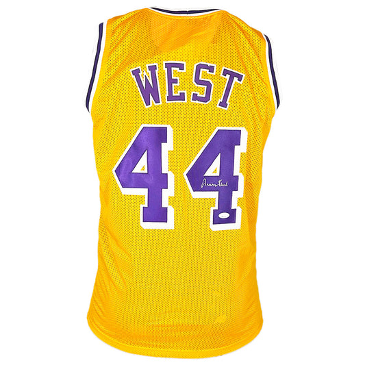 Jerry West Signed Los Angeles Yellow Throwback Basketball Jersey (JSA)