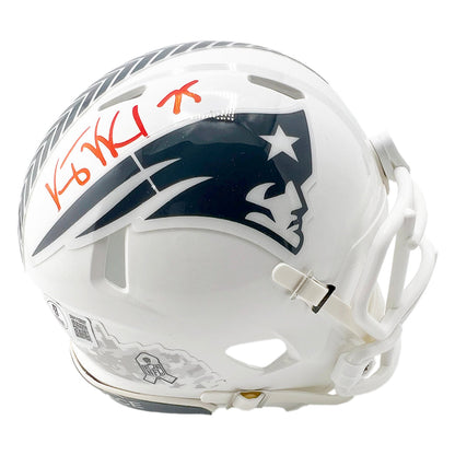 Vince Wilfork Signed New England Patriots Salute to Service 2024 Mini Football Helmet (Beckett)