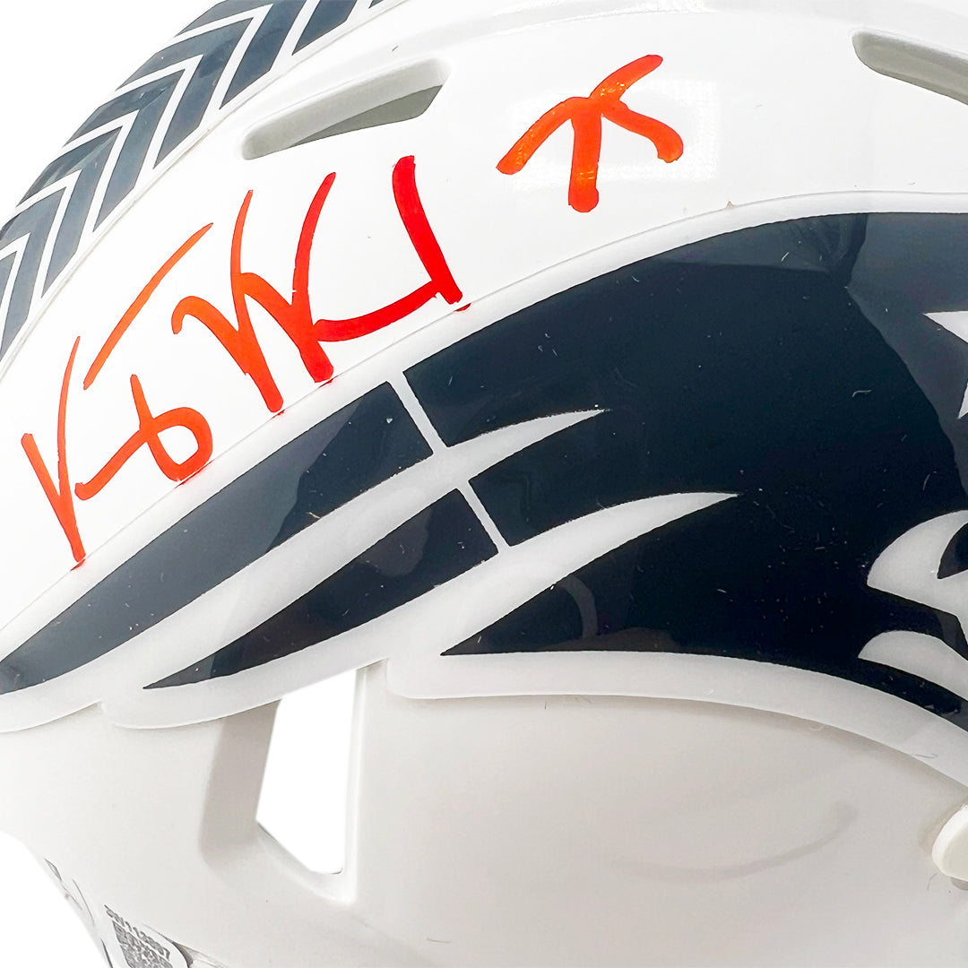 Vince Wilfork Signed New England Patriots Salute to Service 2024 Mini Football Helmet (Beckett)