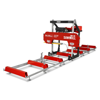 MechMaxx 36" MAX Portable Sawmill,  750cc 25HP ZONSEN V-Twin Engine,  36" Board Width,  20' Track Length,  ( 10 x Blades Included ) SM36MAX
